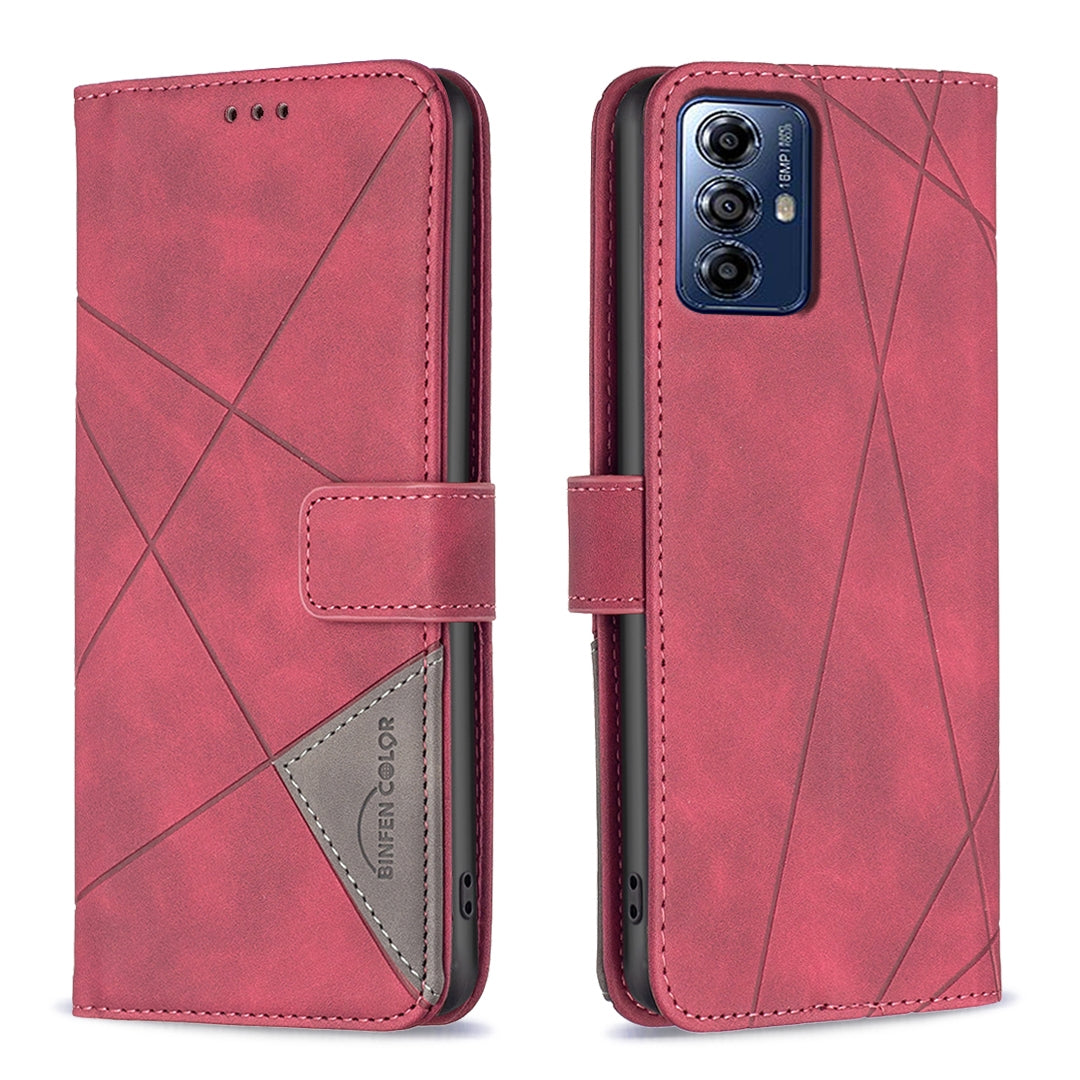 Motorola Moto G Play 2024 Wallet Case – Rhombus Texture PU Leather, Magnetic Buckle, Card Slots, Stand Function, Shockproof Protective Cover