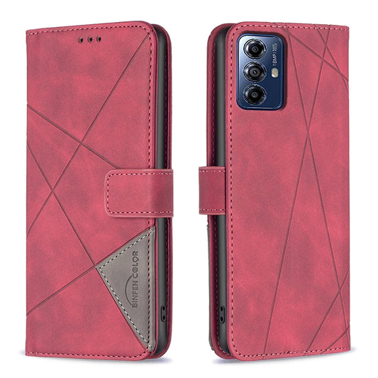Motorola Moto G Play 2024 Wallet Case – Rhombus Texture PU Leather, Magnetic Buckle, Card Slots, Stand Function, Shockproof Protective Cover
