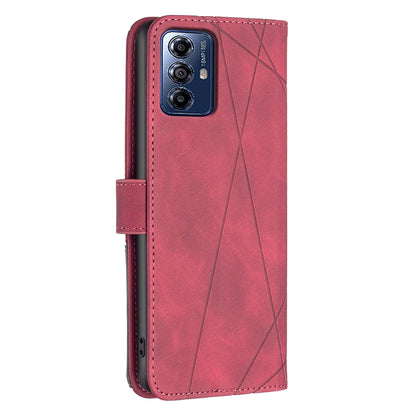 Motorola Moto G Play 2024 Wallet Case – Rhombus Texture PU Leather, Magnetic Buckle, Card Slots, Stand Function, Shockproof Protective Cover