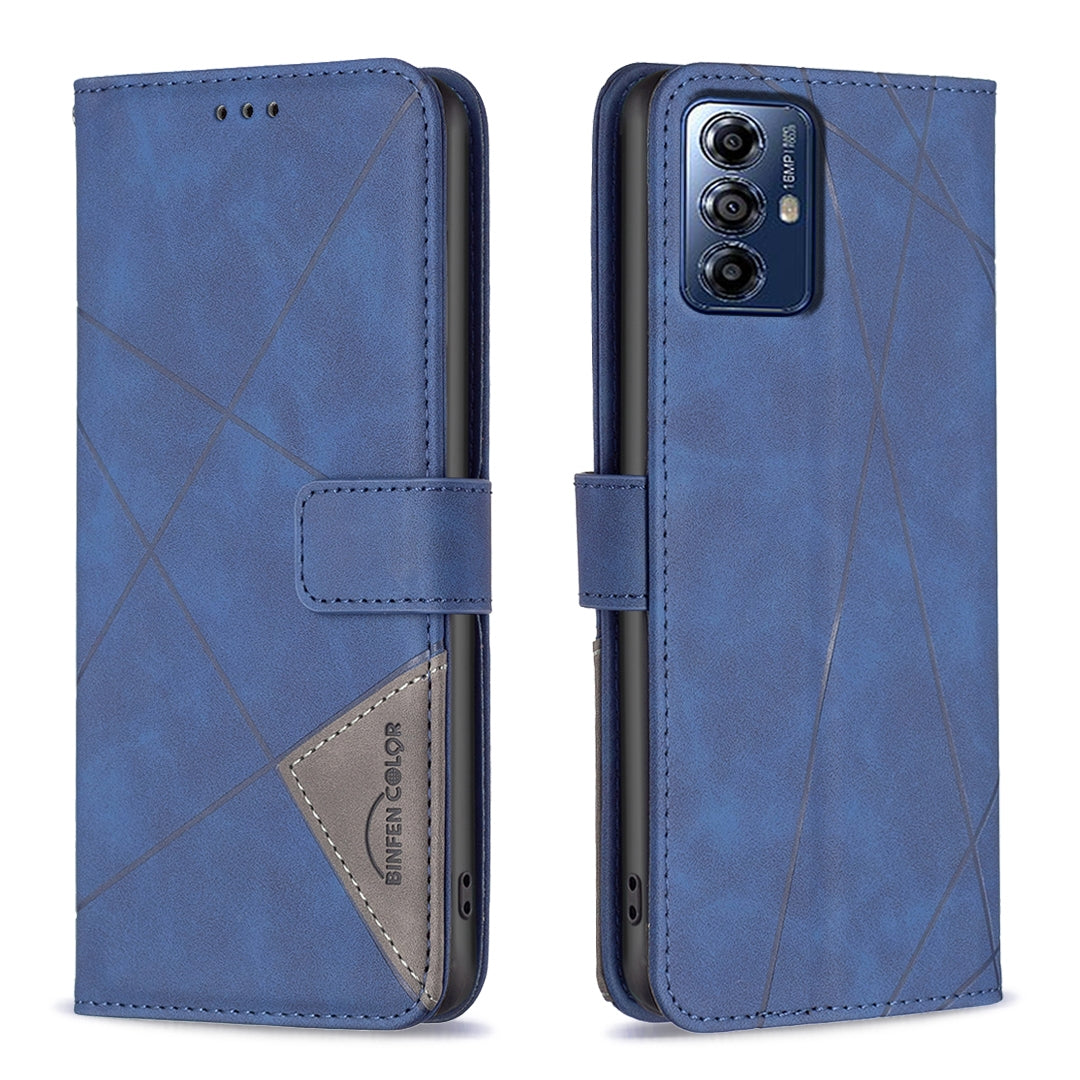 Motorola Moto G Play 2024 Wallet Case – Rhombus Texture PU Leather, Magnetic Buckle, Card Slots, Stand Function, Shockproof Protective Cover