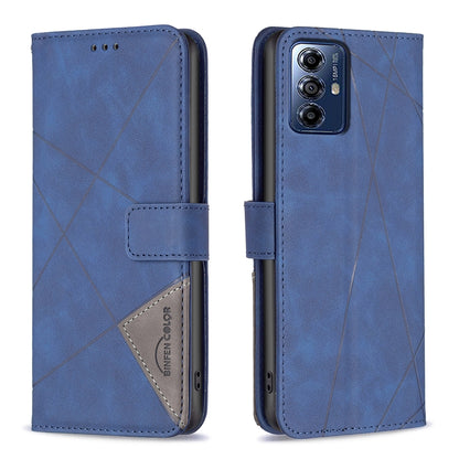 Motorola Moto G Play 2024 Wallet Case – Rhombus Texture PU Leather, Magnetic Buckle, Card Slots, Stand Function, Shockproof Protective Cover