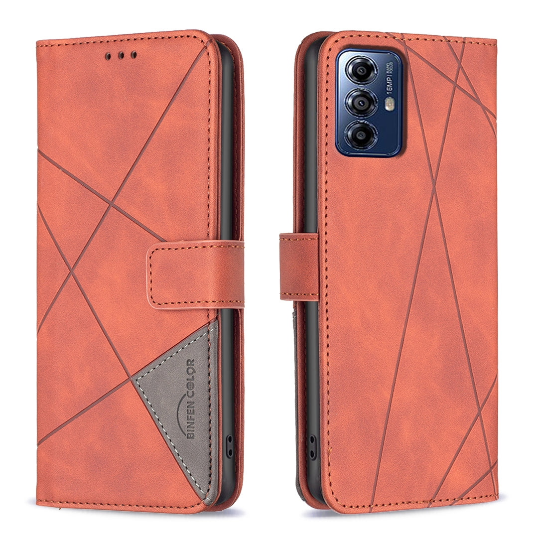 Motorola Moto G Play 2024 Wallet Case – Rhombus Texture PU Leather, Magnetic Buckle, Card Slots, Stand Function, Shockproof Protective Cover