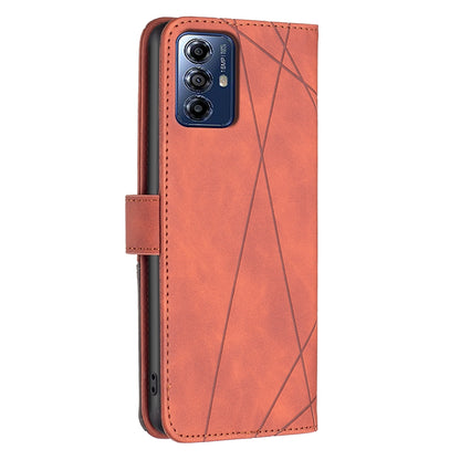 Motorola Moto G Play 2024 Wallet Case – Rhombus Texture PU Leather, Magnetic Buckle, Card Slots, Stand Function, Shockproof Protective Cover