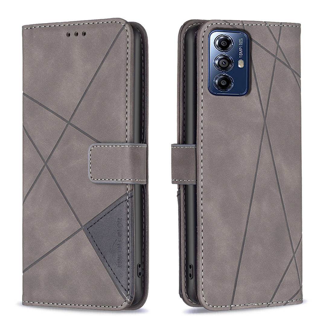 Motorola Moto G Play 2024 Wallet Case – Rhombus Texture PU Leather, Magnetic Buckle, Card Slots, Stand Function, Shockproof Protective Cover