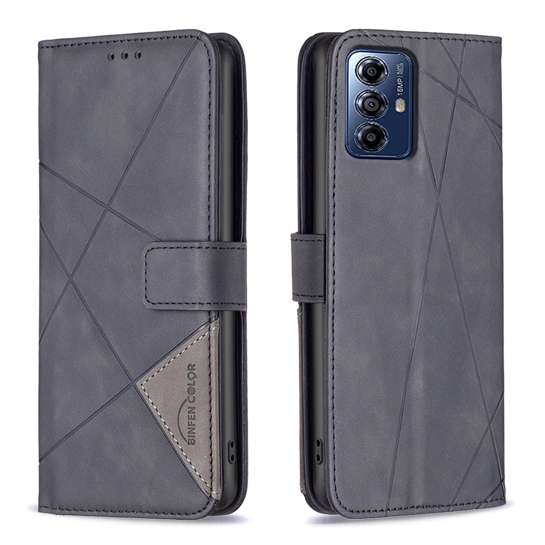 Motorola Moto G Play 2024 Wallet Case – Rhombus Texture PU Leather, Magnetic Buckle, Card Slots, Stand Function, Shockproof Protective Cover