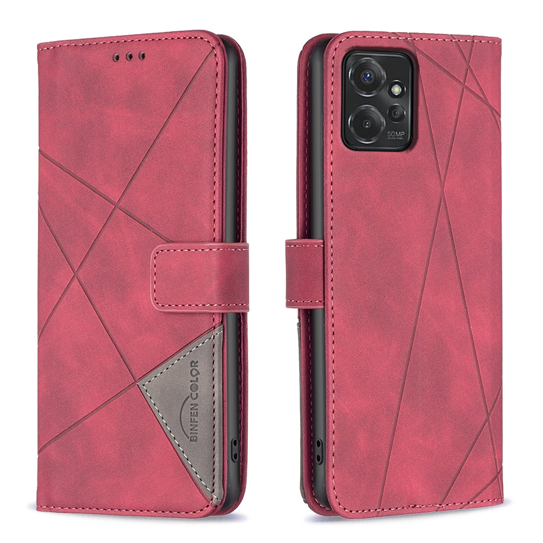 Motorola Moto G Power 5G 2024 Wallet Case – Rhombus Texture PU Leather, Magnetic Buckle, Card Slots, Stand Function, Shockproof Protective Cover