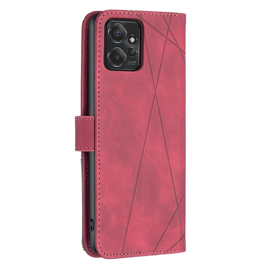 Motorola Moto G Power 5G 2024 Wallet Case – Rhombus Texture PU Leather, Magnetic Buckle, Card Slots, Stand Function, Shockproof Protective Cover