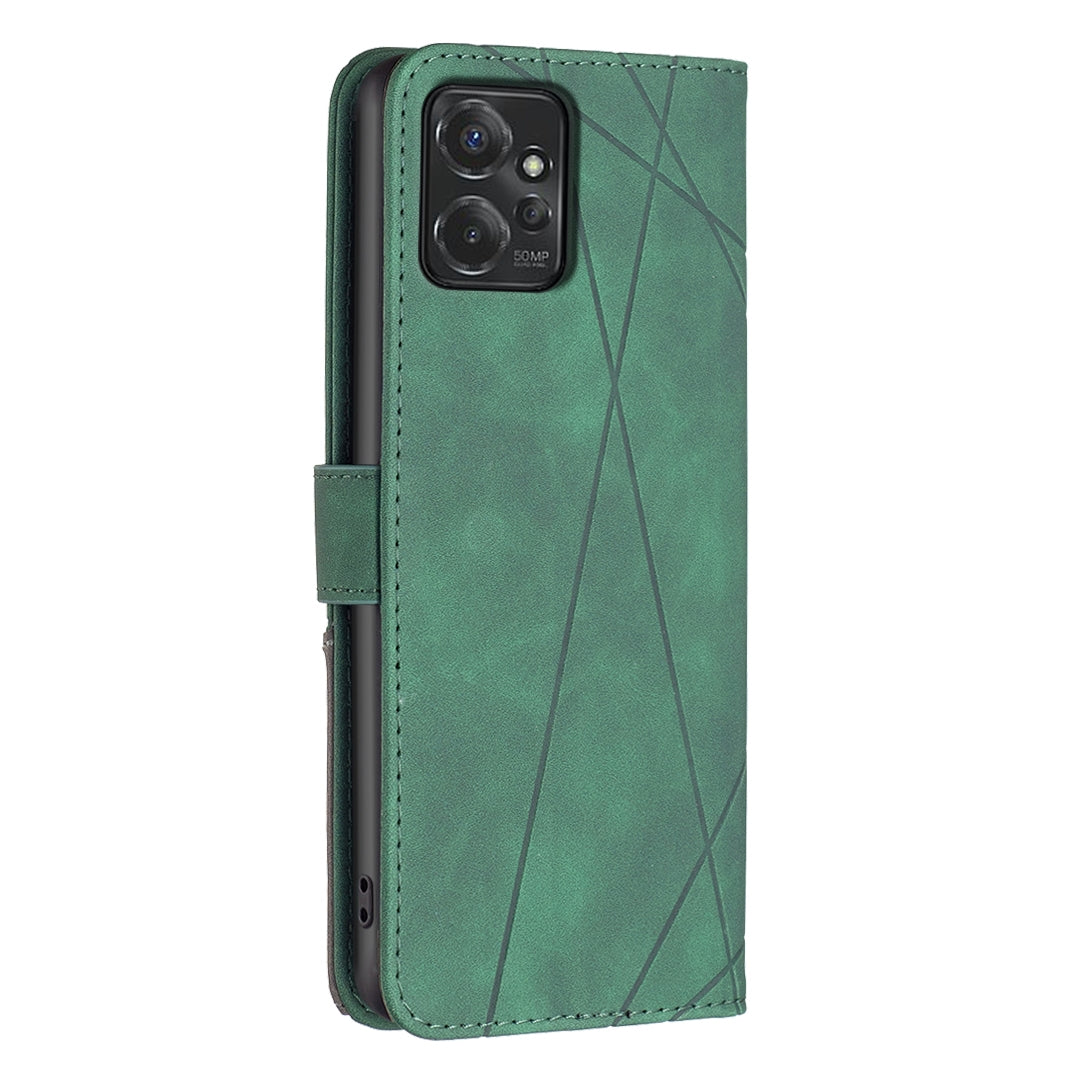 Motorola Moto G Power 5G 2024 Wallet Case – Rhombus Texture PU Leather, Magnetic Buckle, Card Slots, Stand Function, Shockproof Protective Cover
