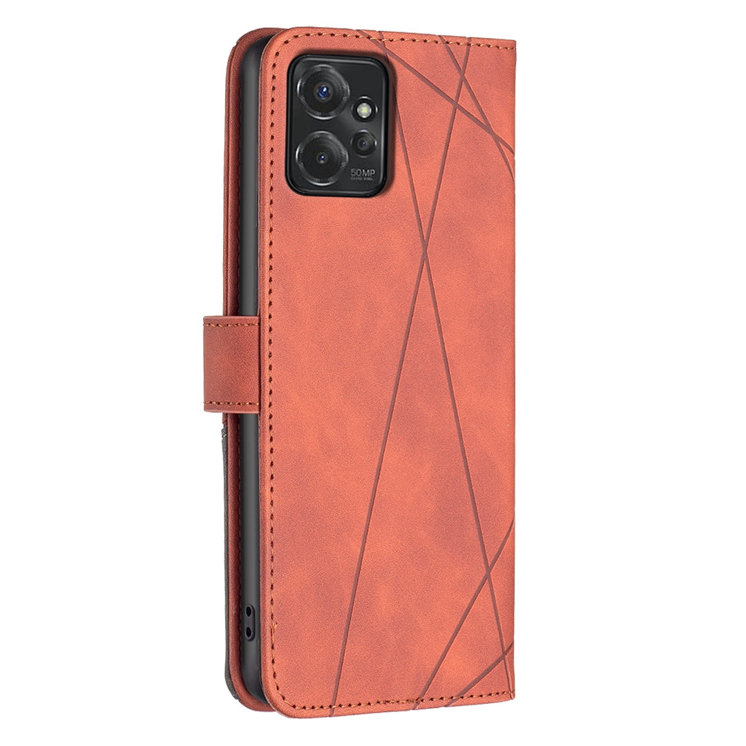 Motorola Moto G Power 5G 2024 Wallet Case – Rhombus Texture PU Leather, Magnetic Buckle, Card Slots, Stand Function, Shockproof Protective Cover