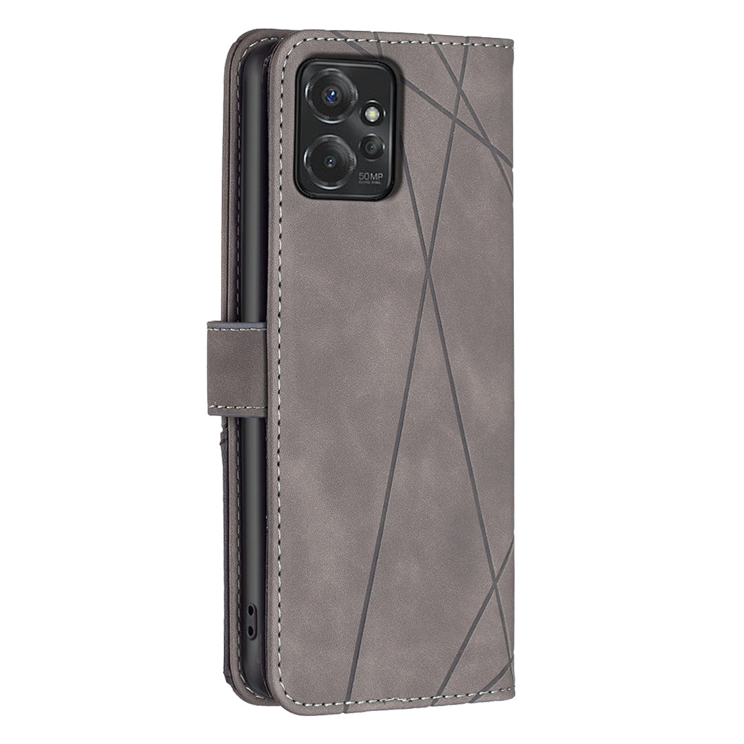 Motorola Moto G Power 5G 2024 Wallet Case – Rhombus Texture PU Leather, Magnetic Buckle, Card Slots, Stand Function, Shockproof Protective Cover