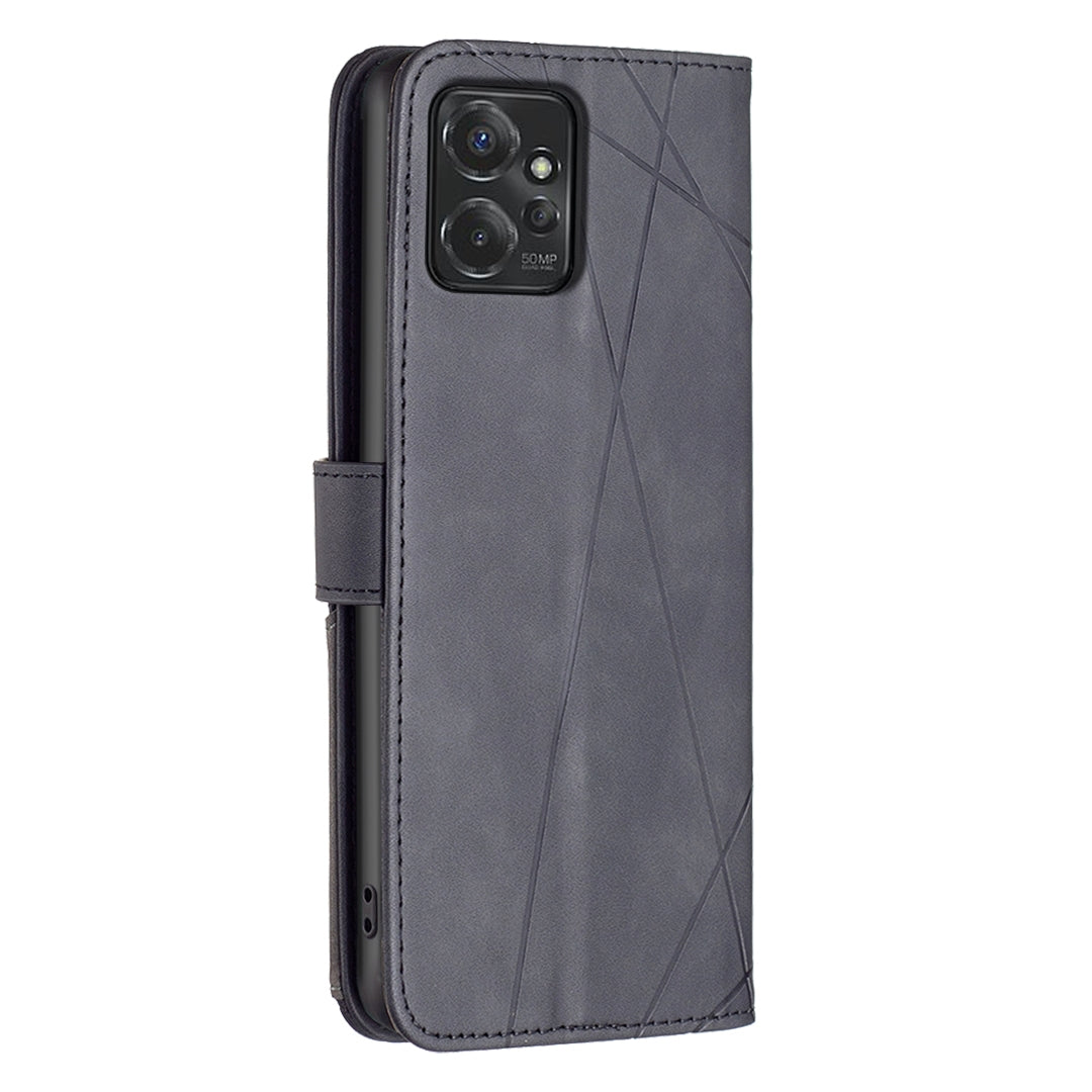 Motorola Moto G Power 5G 2024 Wallet Case – Rhombus Texture PU Leather, Magnetic Buckle, Card Slots, Stand Function, Shockproof Protective Cover
