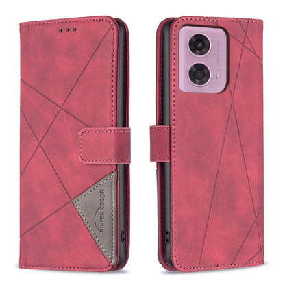 Motorola Moto G45 5G Wallet Case – Rhombus Texture PU Leather, Magnetic Buckle, Card Slots, Stand Function, Shockproof Protective Cover