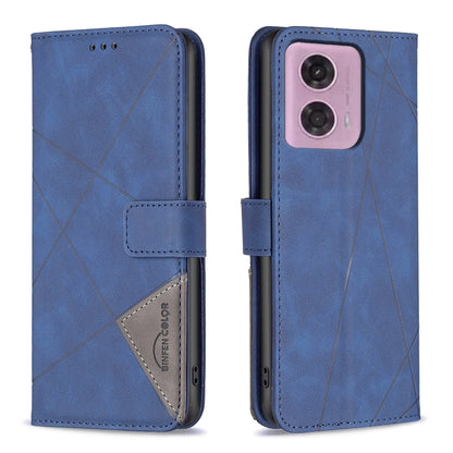 Motorola Moto G34 5 Wallet Case – Rhombus Texture PU Leather, Magnetic Buckle, Card Slots, Stand Function, Shockproof Protective Cover