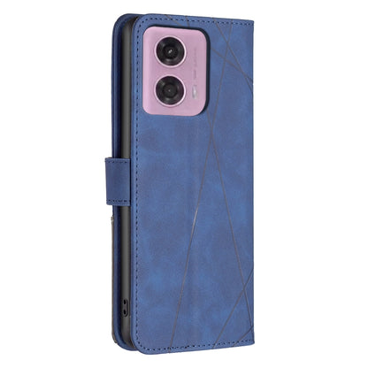Motorola Moto G04 Wallet Case – Rhombus Texture PU Leather, Magnetic Buckle, Card Slots, Stand Function, Shockproof Protective Cover