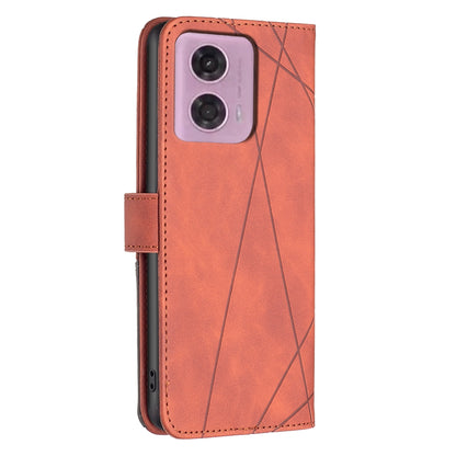 Motorola Moto G24 Wallet Case – Rhombus Texture PU Leather, Magnetic Buckle, Card Slots, Stand Function, Shockproof Protective Cover