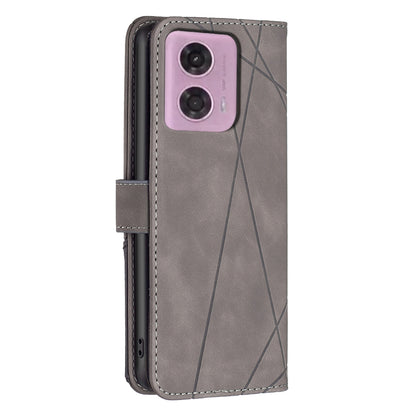Motorola Moto G24 Wallet Case – Rhombus Texture PU Leather, Magnetic Buckle, Card Slots, Stand Function, Shockproof Protective Cover