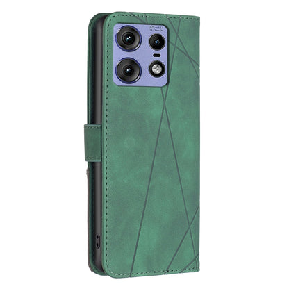 Motorola Edge 50 Pro 5G Wallet Case – Rhombus Texture PU Leather, Magnetic Buckle, Card Slots, Stand Function, Shockproof Protective Cover
