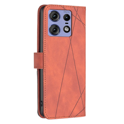 Motorola Edge 50 Pro 5G Wallet Case – Rhombus Texture PU Leather, Magnetic Buckle, Card Slots, Stand Function, Shockproof Protective Cover
