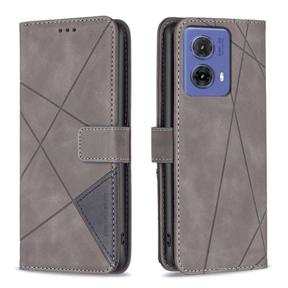 Motorola Moto G85 Wallet Case – Rhombus Texture PU Leather, Magnetic Buckle, Card Slots, Stand Function, Shockproof Protective Cover