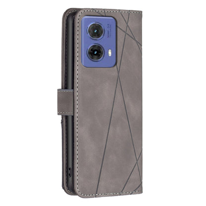 Motorola Moto G85 Wallet Case – Rhombus Texture PU Leather, Magnetic Buckle, Card Slots, Stand Function, Shockproof Protective Cover