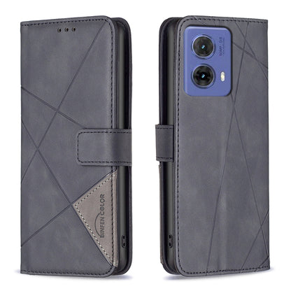 Motorola Moto G85 Wallet Case – Rhombus Texture PU Leather, Magnetic Buckle, Card Slots, Stand Function, Shockproof Protective Cover