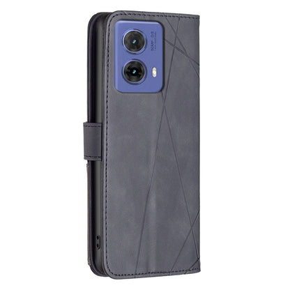 Motorola Moto G85 Wallet Case – Rhombus Texture PU Leather, Magnetic Buckle, Card Slots, Stand Function, Shockproof Protective Cover