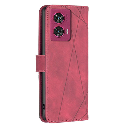 Motorola Edge 50 Fusion Wallet Case – Rhombus Texture PU Leather, Magnetic Buckle, Card Slots, Stand Function, Shockproof Protective Cover