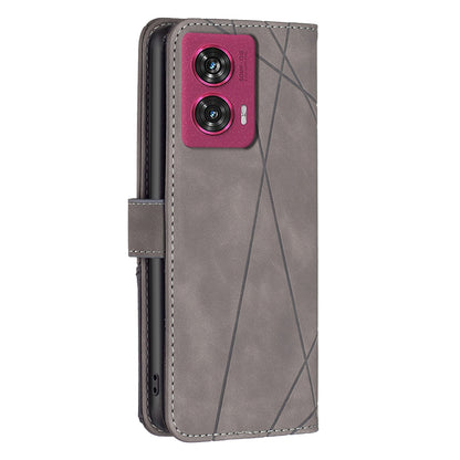 Motorola Edge 50 Fusion Wallet Case – Rhombus Texture PU Leather, Magnetic Buckle, Card Slots, Stand Function, Shockproof Protective Cover
