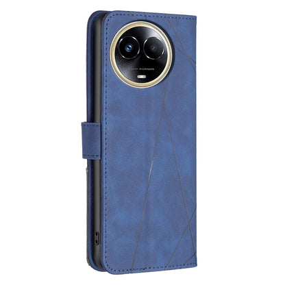 Realme 11 5G Wallet Case – Rhombus Texture PU Leather, Magnetic Buckle, Card Slots, Stand Function, Shockproof Protective Cover
