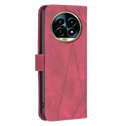 Realme 13 Pro 5G Wallet Case – Rhombus Texture PU Leather, Magnetic Buckle, Card Slots, Stand Function, Shockproof Protective Cover
