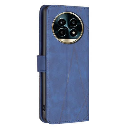 Realme 13 Pro+ 5G Wallet Case – Rhombus Texture PU Leather, Magnetic Buckle, Card Slots, Stand Function, Shockproof Protective Cover