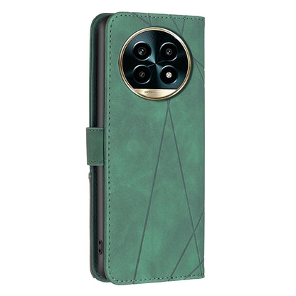 Realme 13 Pro+ 5G Wallet Case – Rhombus Texture PU Leather, Magnetic Buckle, Card Slots, Stand Function, Shockproof Protective Cover