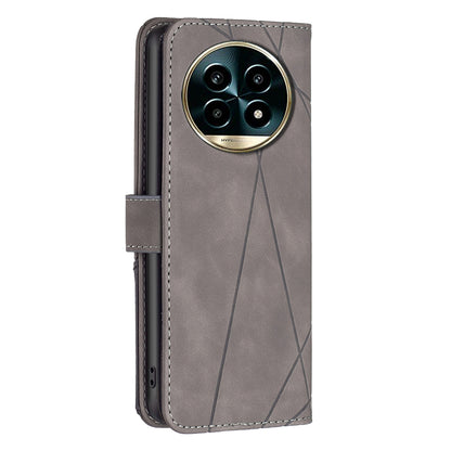 Realme 13 Pro+ 5G Wallet Case – Rhombus Texture PU Leather, Magnetic Buckle, Card Slots, Stand Function, Shockproof Protective Cover