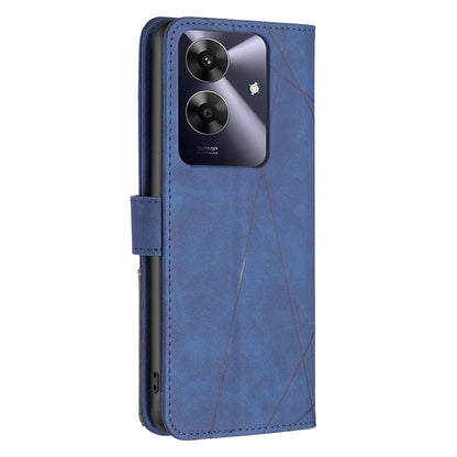Realme Note 60 Wallet Case – Rhombus Texture PU Leather, Magnetic Buckle, Card Slots, Stand Function, Shockproof Protective Cover