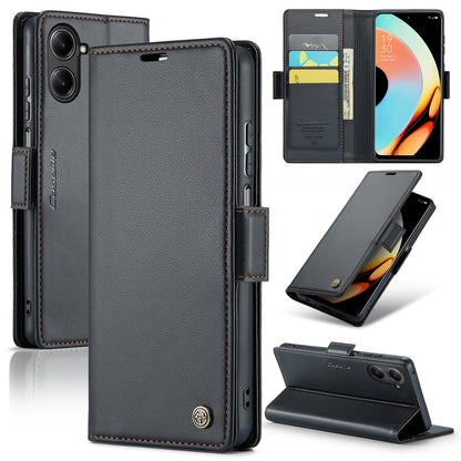 Realme 10 Pro 5G Leather Wallet Case - RFID Blocking, Stand Function, Card Slots