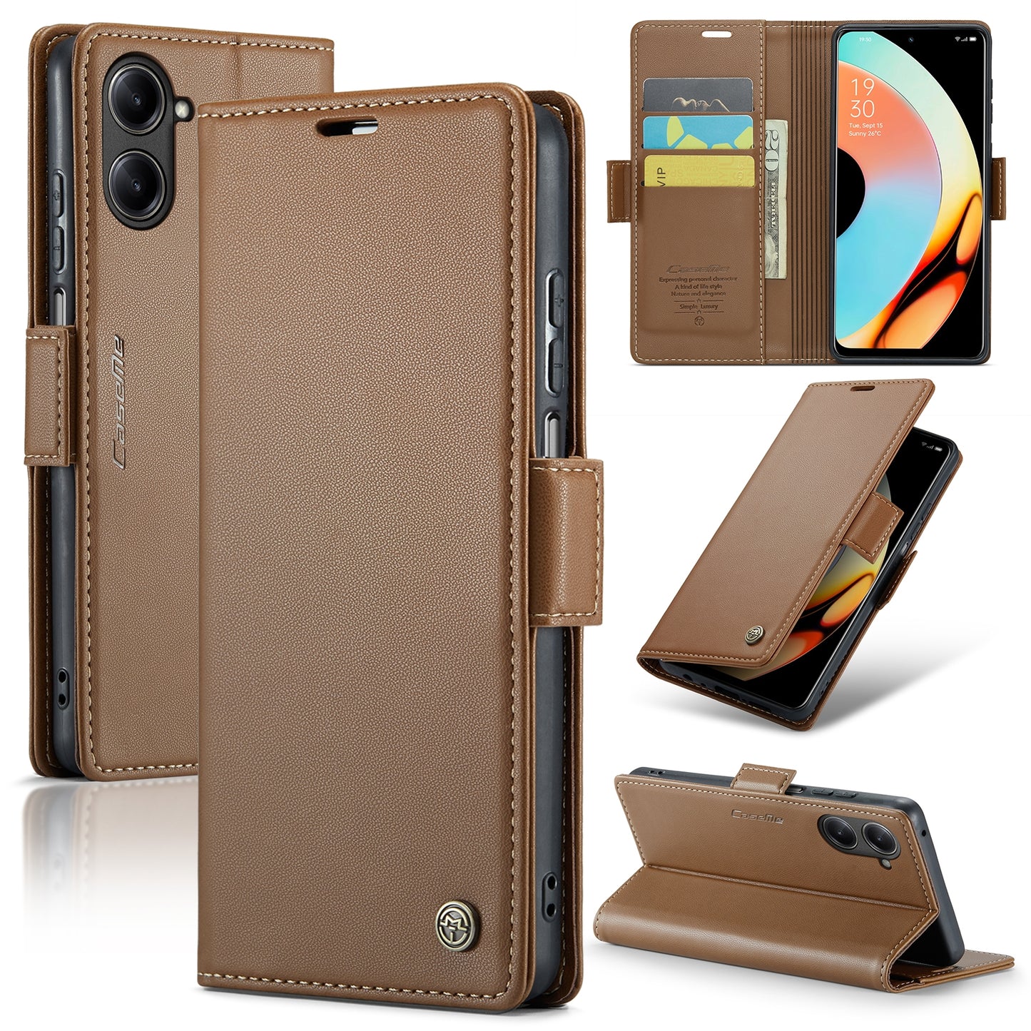 Realme 10 Pro 5G Leather Wallet Case - RFID Blocking, Stand Function, Card Slots
