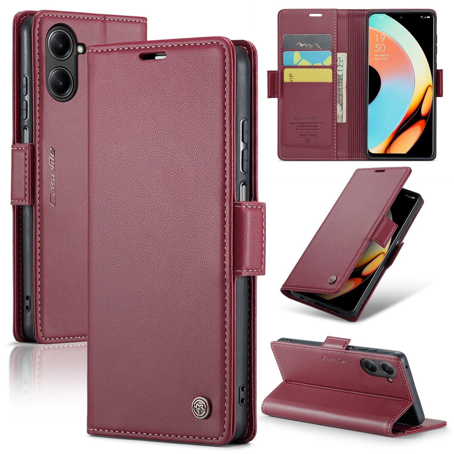 Realme 10 Pro 5G Leather Wallet Case - RFID Blocking, Stand Function, Card Slots
