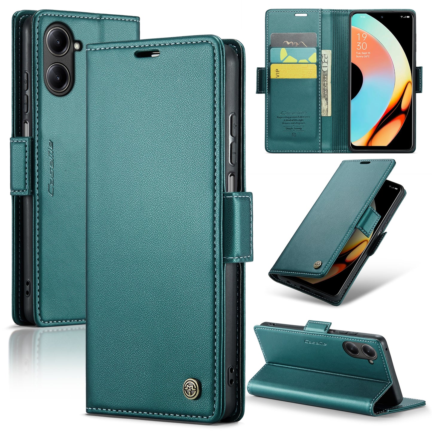 Realme 10 Pro 5G Leather Wallet Case - RFID Blocking, Stand Function, Card Slots