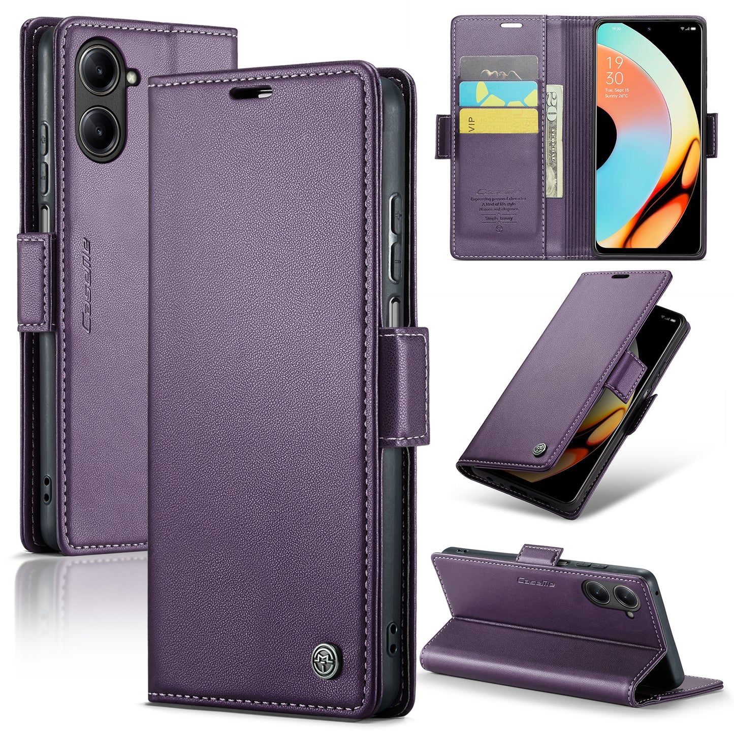 Realme 10 Pro 5G Leather Wallet Case - RFID Blocking, Stand Function, Card Slots