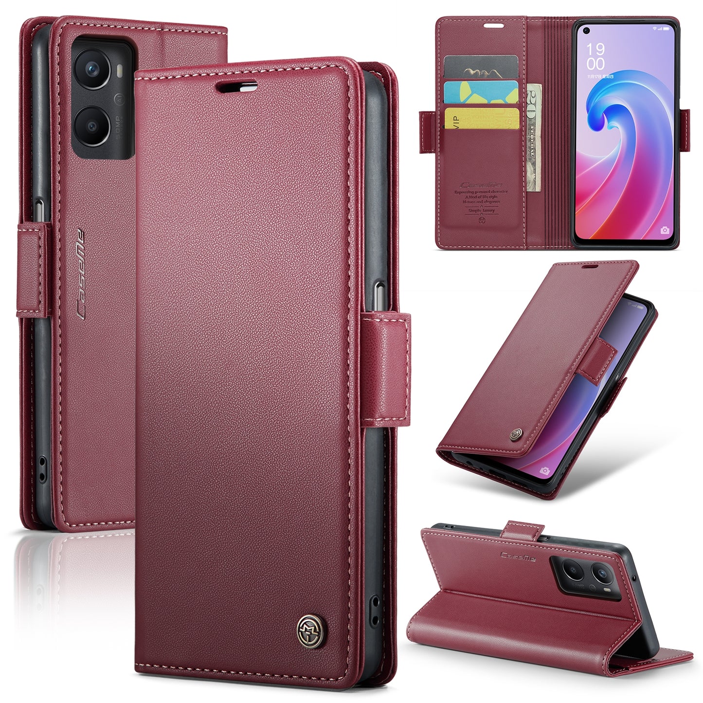 Realme 9i 4G Leather Wallet Case - RFID Blocking, Stand Function, Card Slots