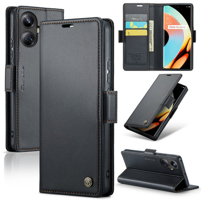 Realme 10 Pro+ Leather Wallet Case - RFID Blocking, Stand Function, Card Slots