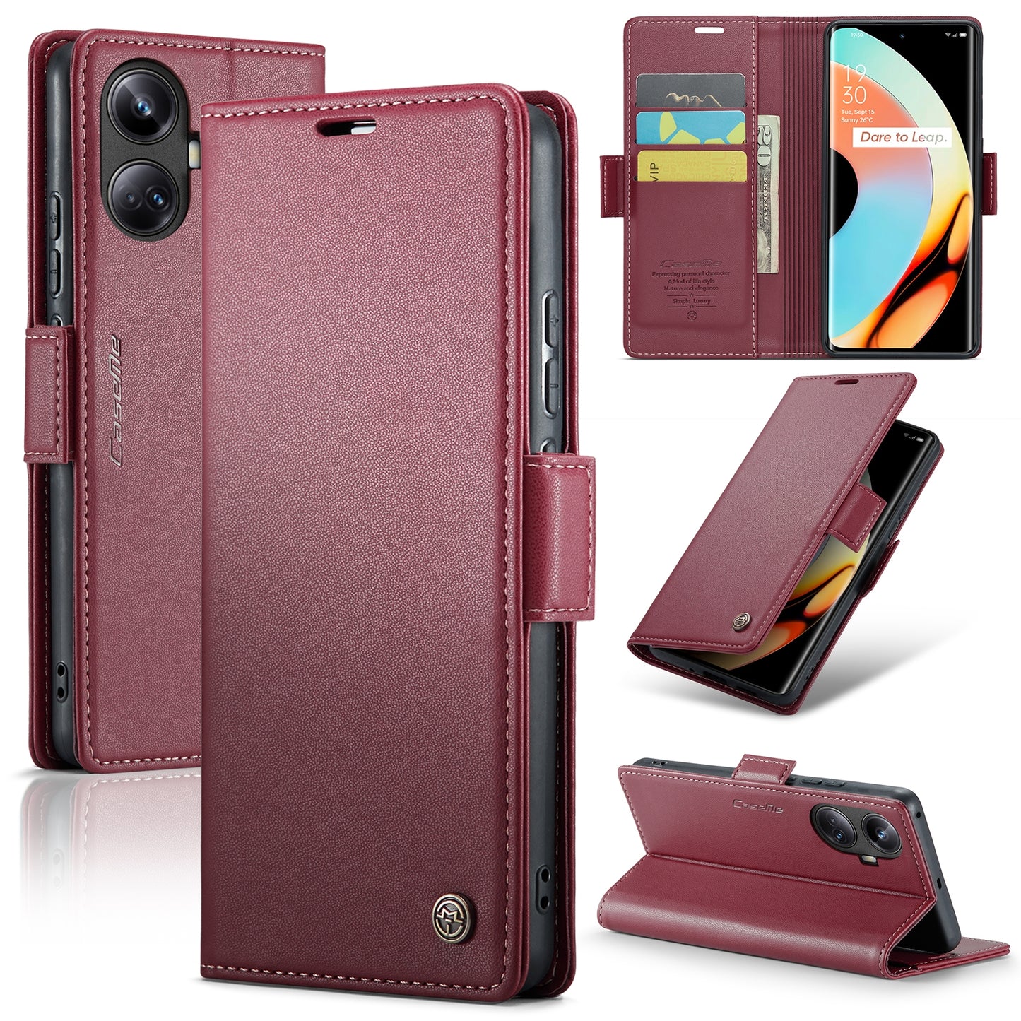 Realme 10 Pro+ Leather Wallet Case - RFID Blocking, Stand Function, Card Slots