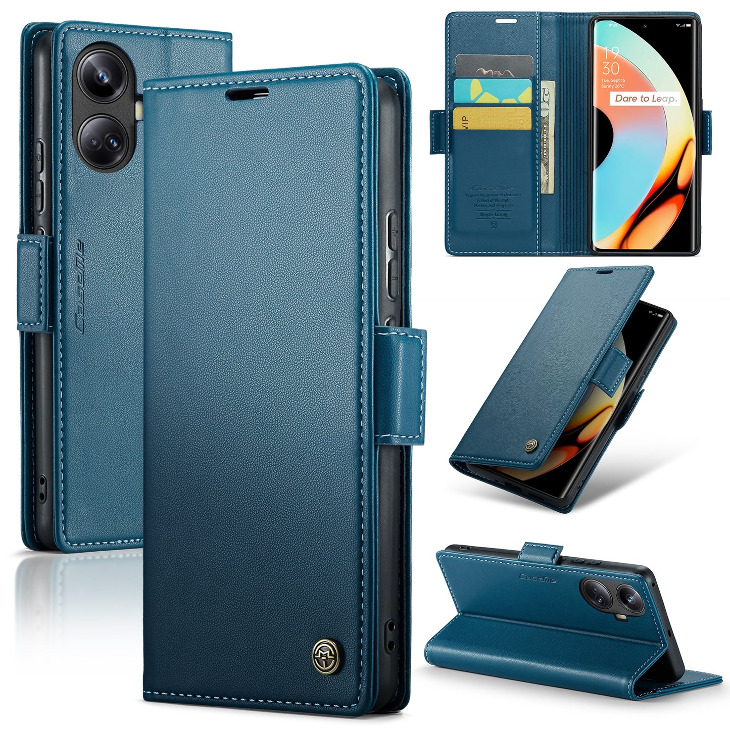 Realme 10 Pro+ Leather Wallet Case - RFID Blocking, Stand Function, Card Slots