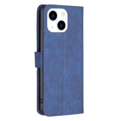 iPhone 15 Wallet Case – Rhombus Texture PU Leather, Magnetic Buckle, Card Slots, Stand Function, Shockproof Protective Cover