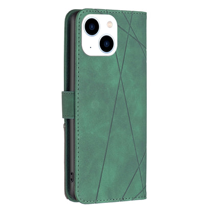iPhone 15 Wallet Case – Rhombus Texture PU Leather, Magnetic Buckle, Card Slots, Stand Function, Shockproof Protective Cover