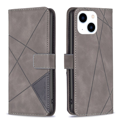 iPhone 15 Wallet Case – Rhombus Texture PU Leather, Magnetic Buckle, Card Slots, Stand Function, Shockproof Protective Cover