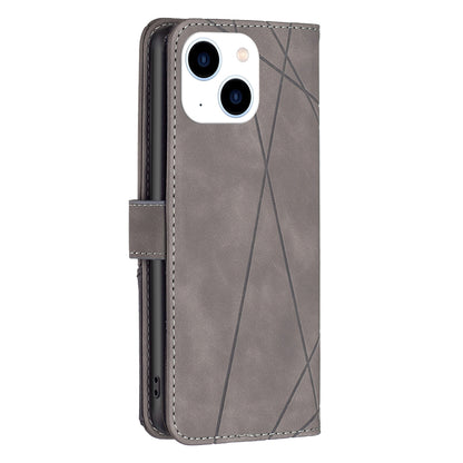 iPhone 15 Wallet Case – Rhombus Texture PU Leather, Magnetic Buckle, Card Slots, Stand Function, Shockproof Protective Cover