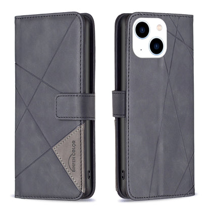 iPhone 15 Wallet Case – Rhombus Texture PU Leather, Magnetic Buckle, Card Slots, Stand Function, Shockproof Protective Cover