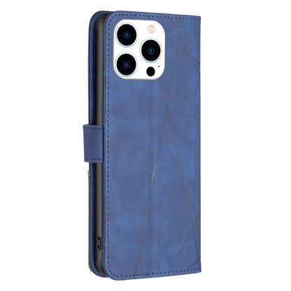 iPhone 16 Pro Max Wallet Case – Rhombus Texture PU Leather, Magnetic Buckle, Card Slots, Stand Function, Shockproof Protective Cover