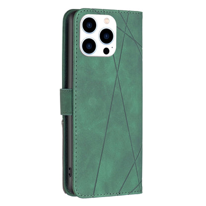 iPhone 16 Pro Max Wallet Case – Rhombus Texture PU Leather, Magnetic Buckle, Card Slots, Stand Function, Shockproof Protective Cover
